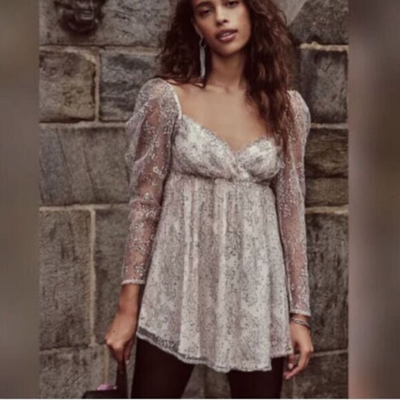 NEW Free People Heavenly Lace‎ Tunic size L